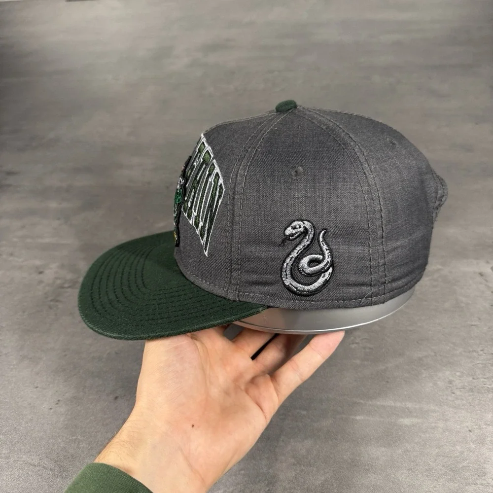 Slytherin Harry Potter Snapback Hat Gray Dark Green University Script Trucker‎